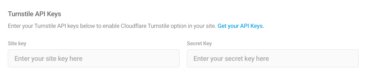Turnstile API keys