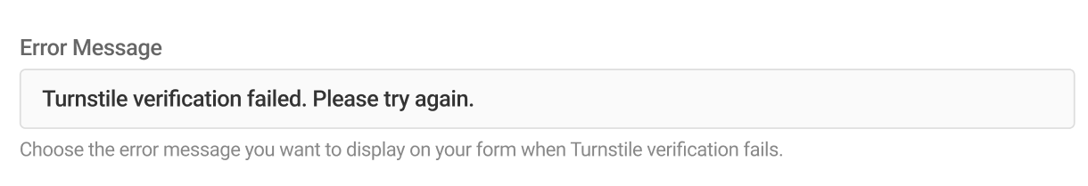 Turnstile error message