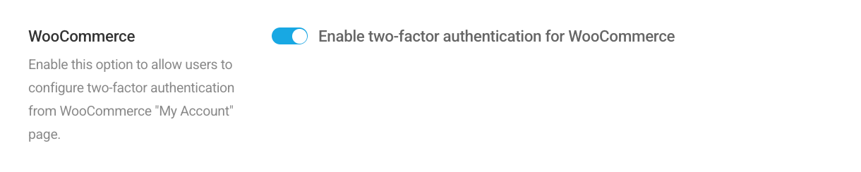 Enabling users to configure two-factor authentication on WooCommerce My Account page