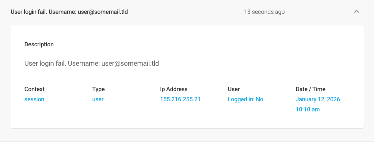 Event log details in Defender audit logging