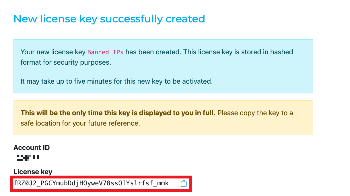 Copy MaxMind license key for location banning in Defender firewall