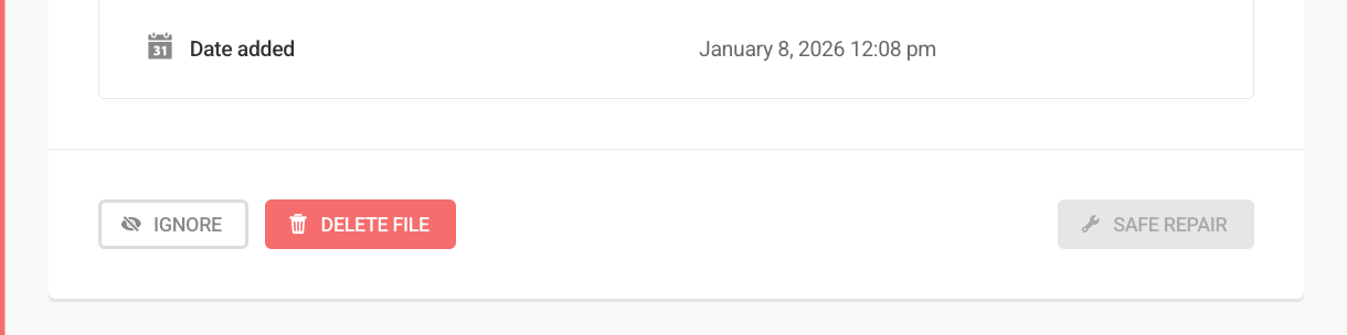 Choose to ignore or delete issues flagged in Defender malware scanning