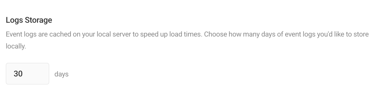 Logs storage time (in days)