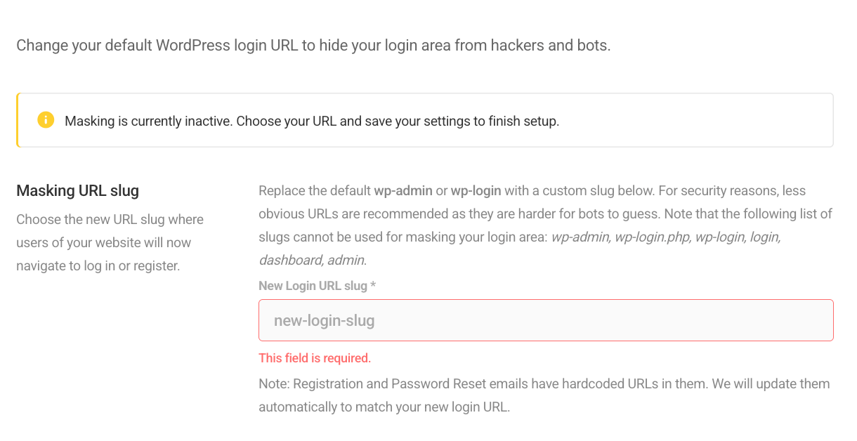 Enter new login slug in Defender