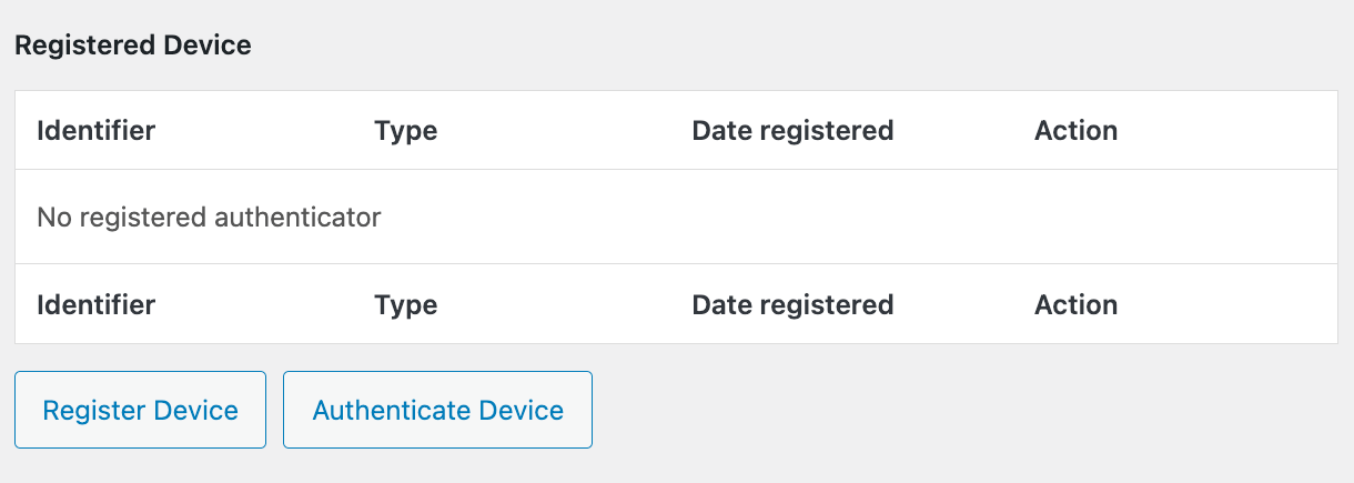 Registered device section