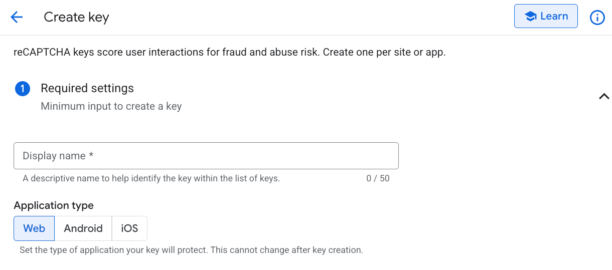 Set display name and application type