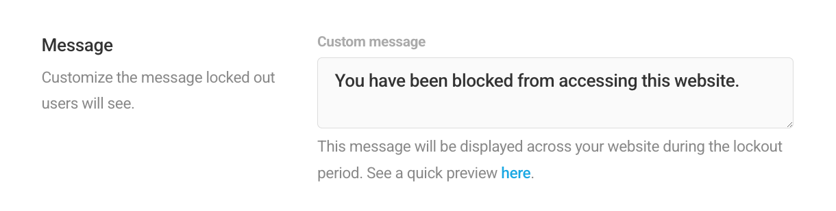 User agent banning message