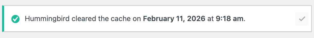 Clear cache success notice