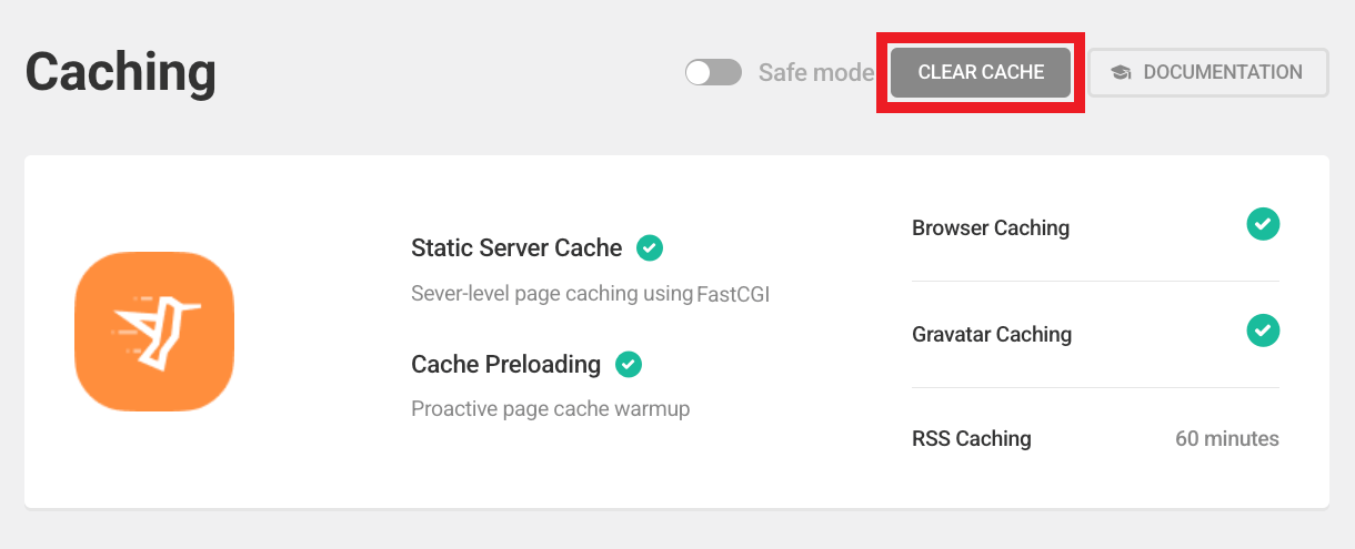 Clear static server cache