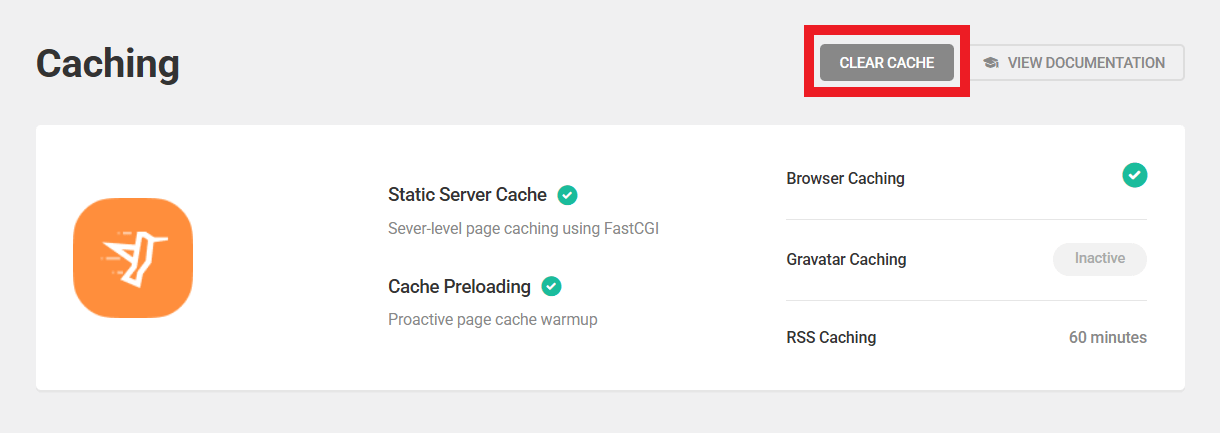 Clear static server cache