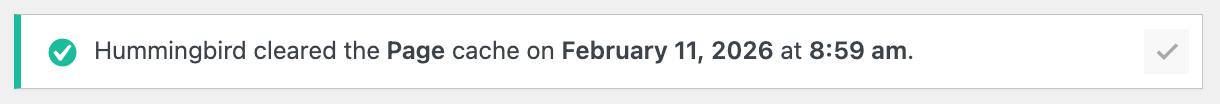 Clear cache success notice