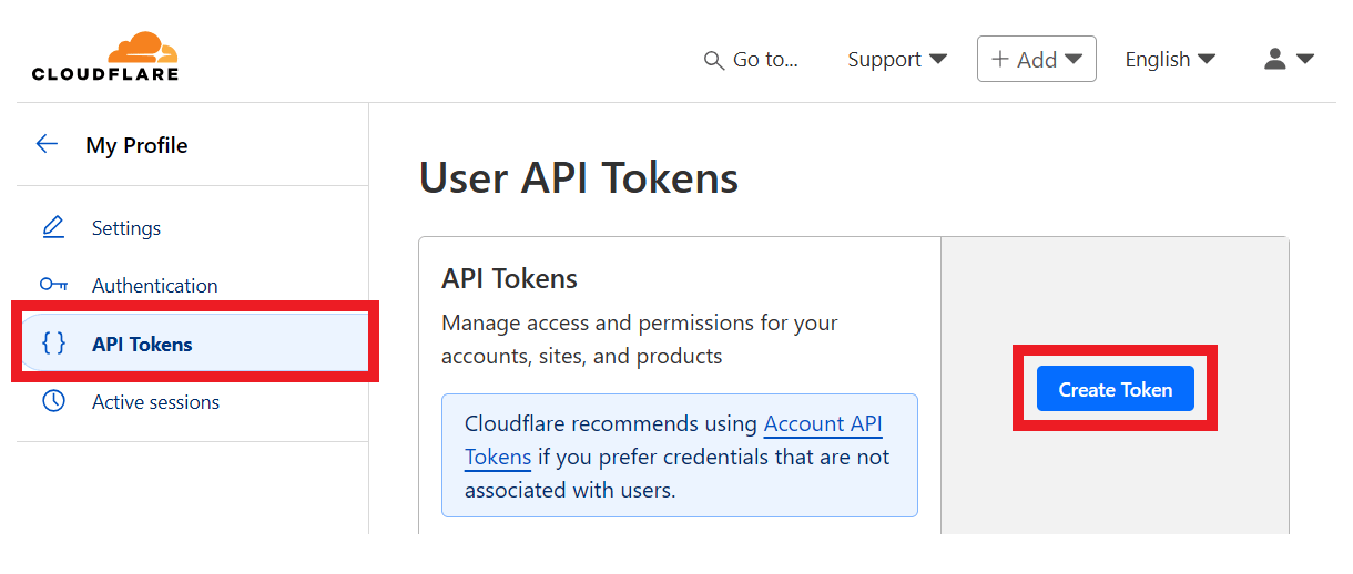 Create Cloudflare token
