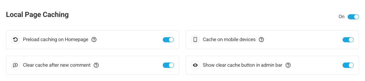 Local page caching section