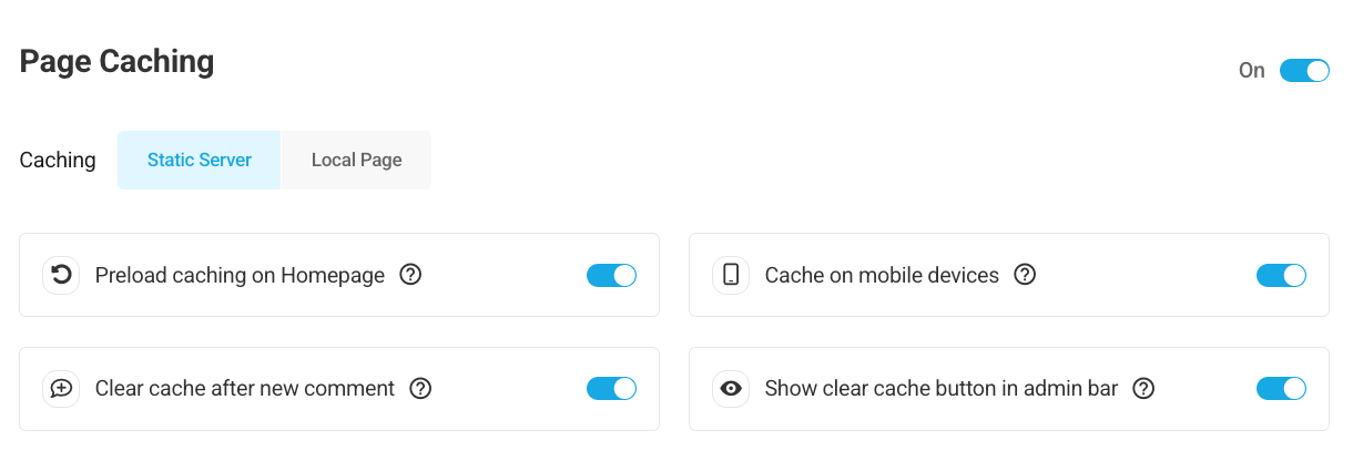 Page caching section
