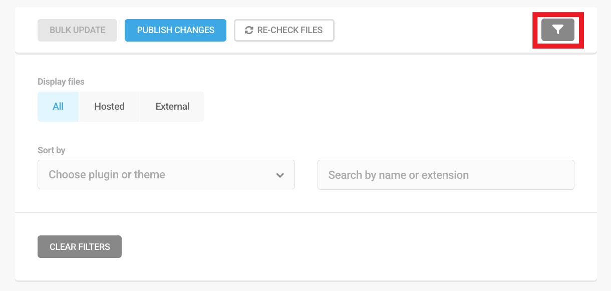 Filter assets button