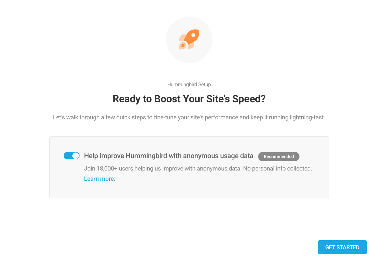 Hummingbird usage tracking option in Quick setup