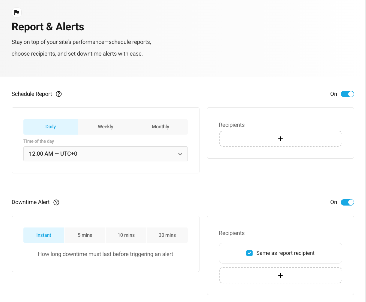 Wizard reports and alerts