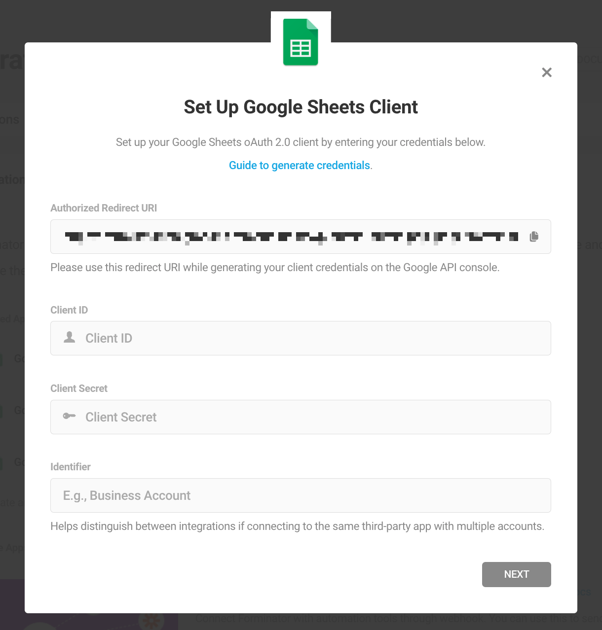 Integrate Google Sheets with Forminator