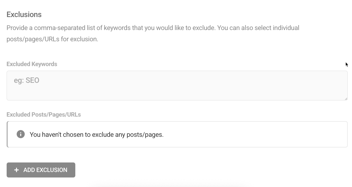 Advanced links exclusion