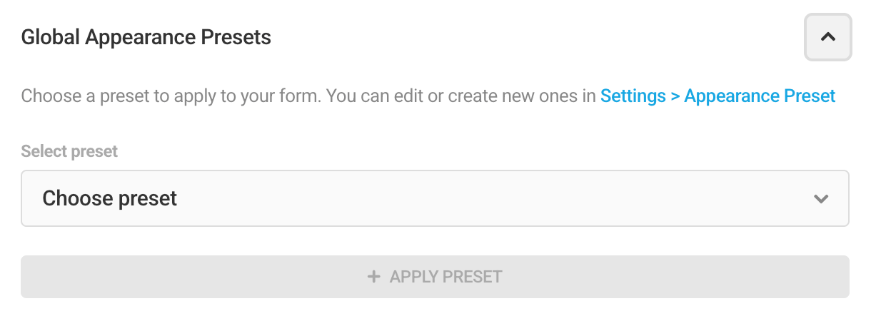 Choosing and applying a preset