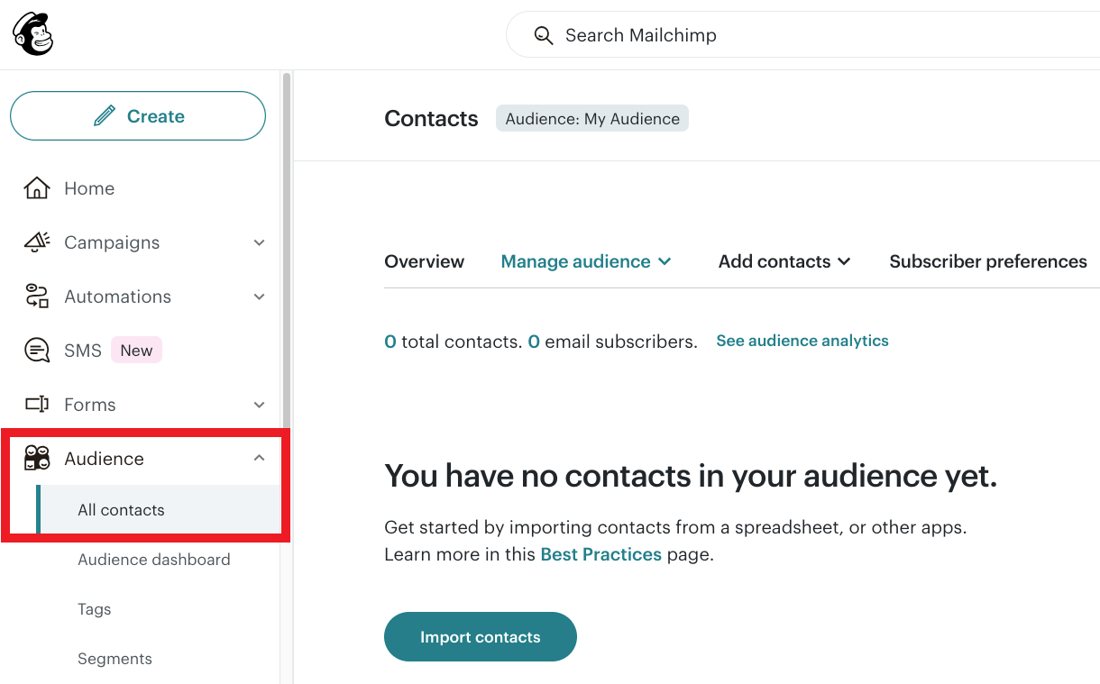 Audience contacts
