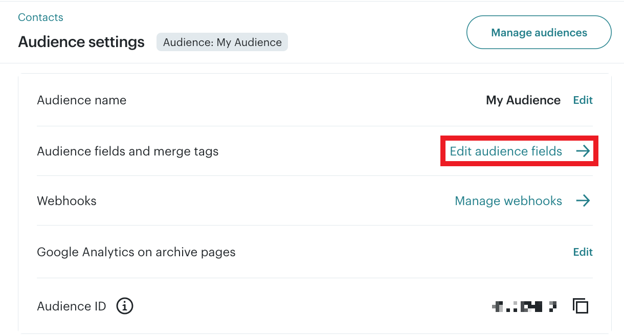 Editing audience fields