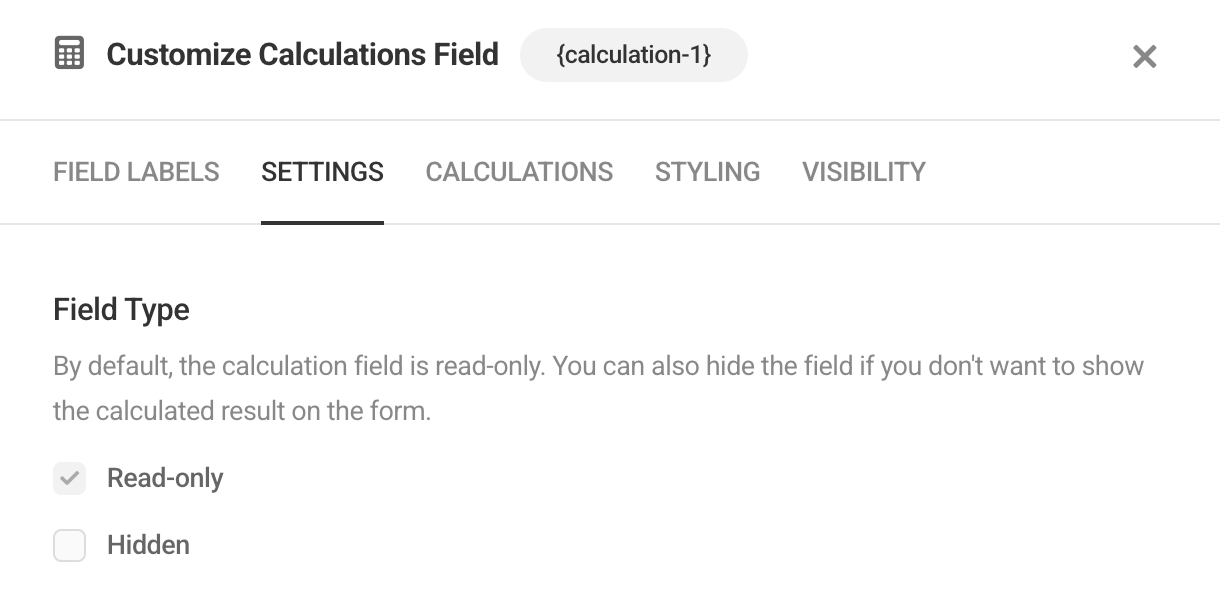 Calculations settings