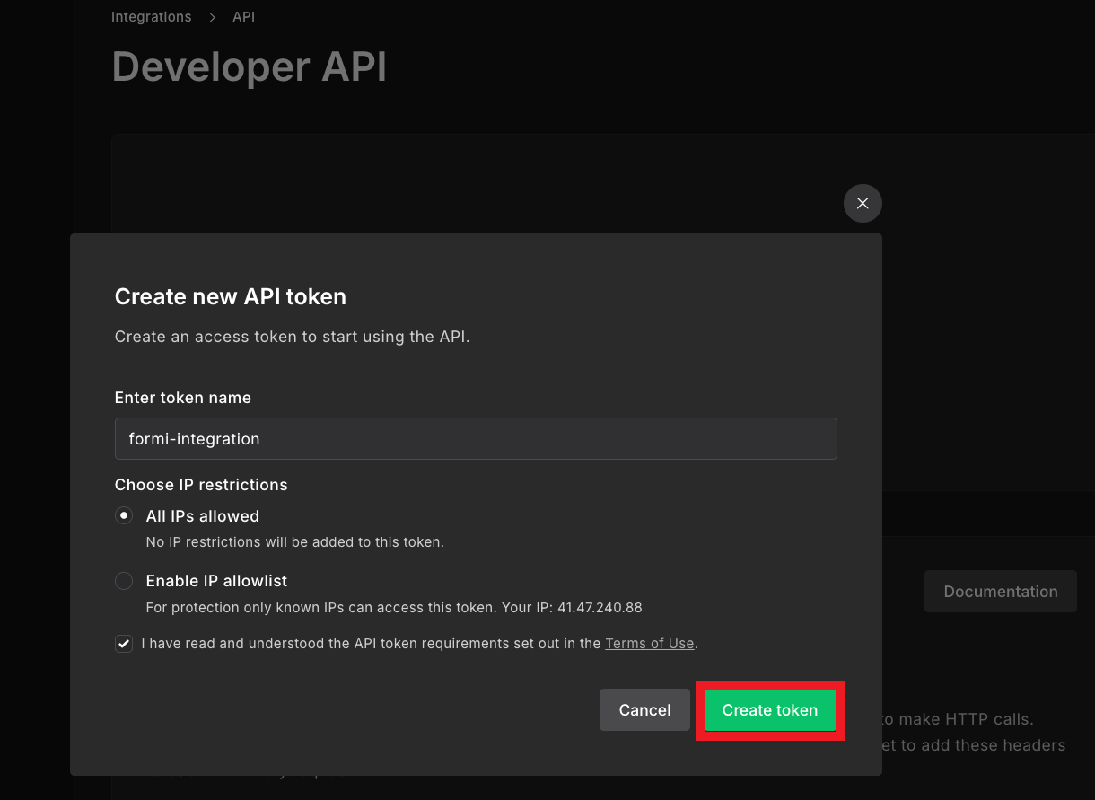 Create MailerLite API token