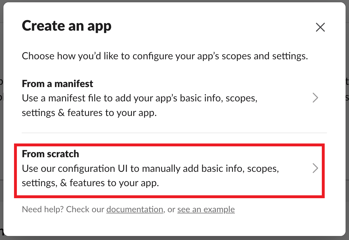 Create a slack app