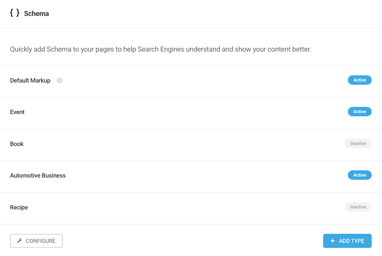 Schema in SmartCrawl dashboard