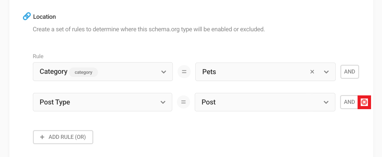 Delete condition for schema type location