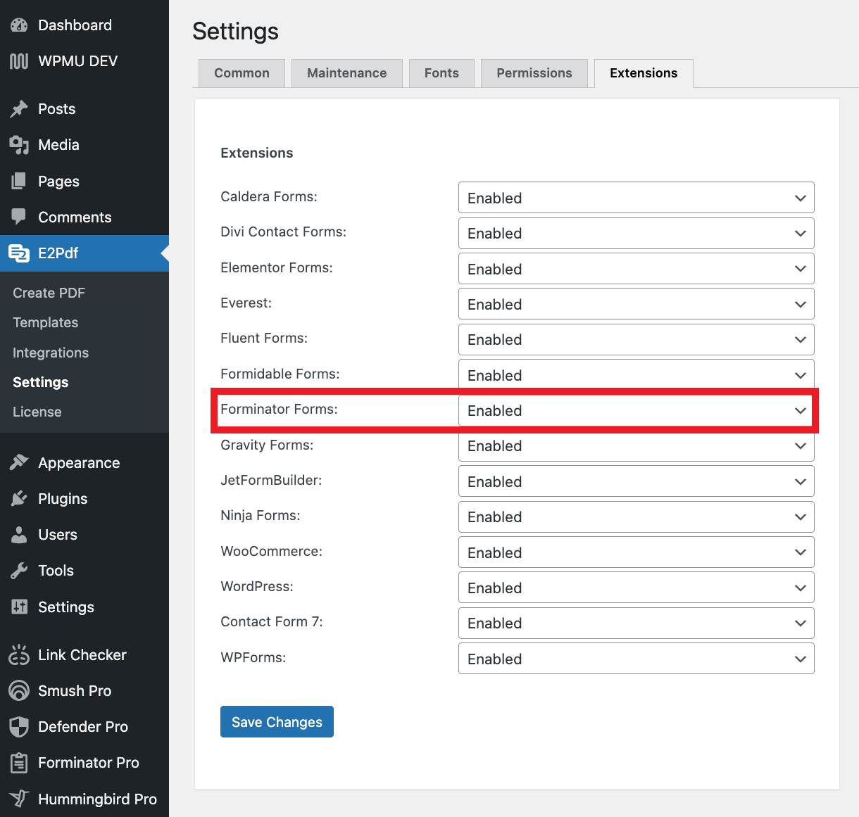 Forminator integration enabled in E2Pdf