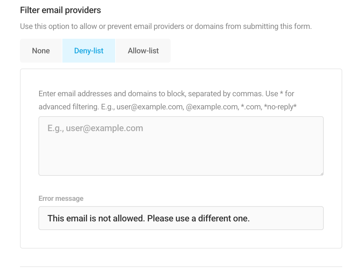 Filter emails and domains