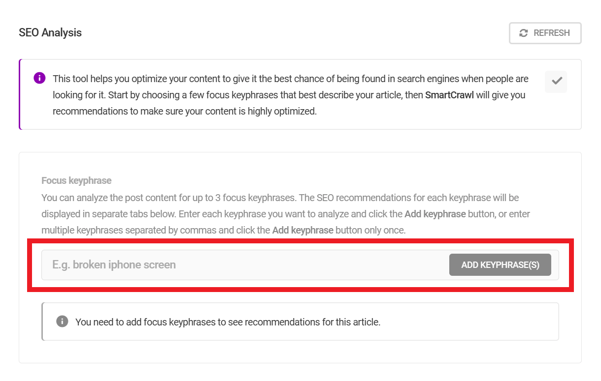 SmartCrawl In-post SEO analysis