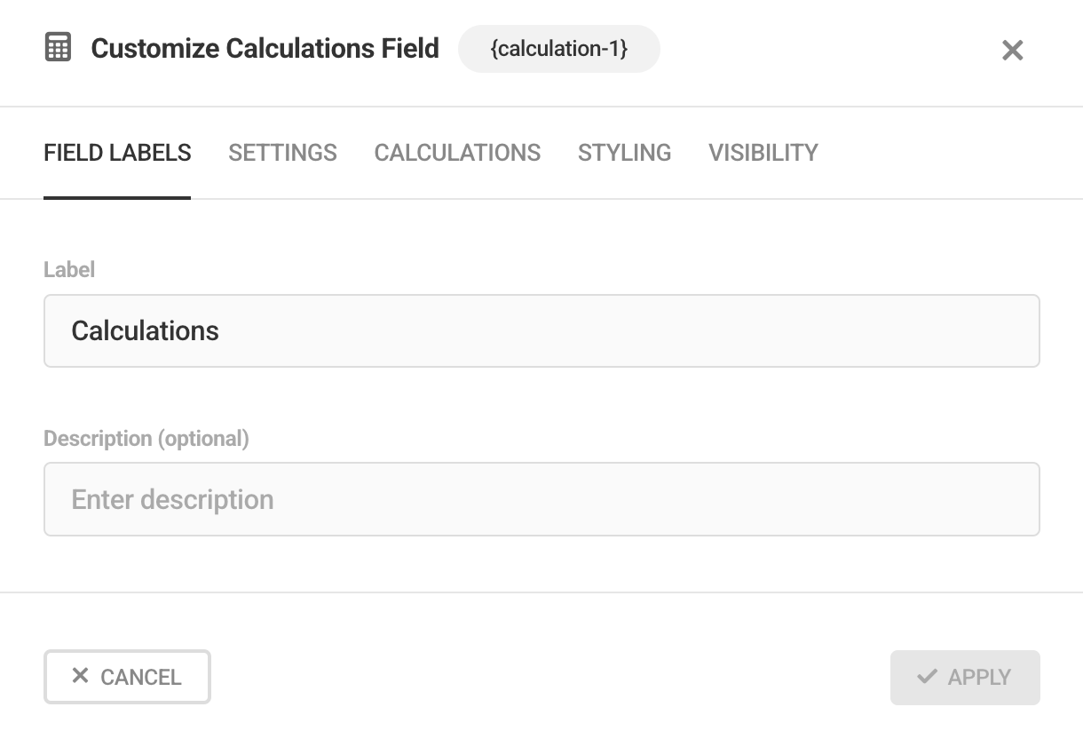 Edit Calculations field labels in Forminator
