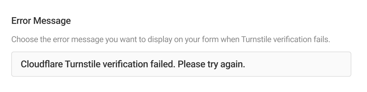 Turnstile error message