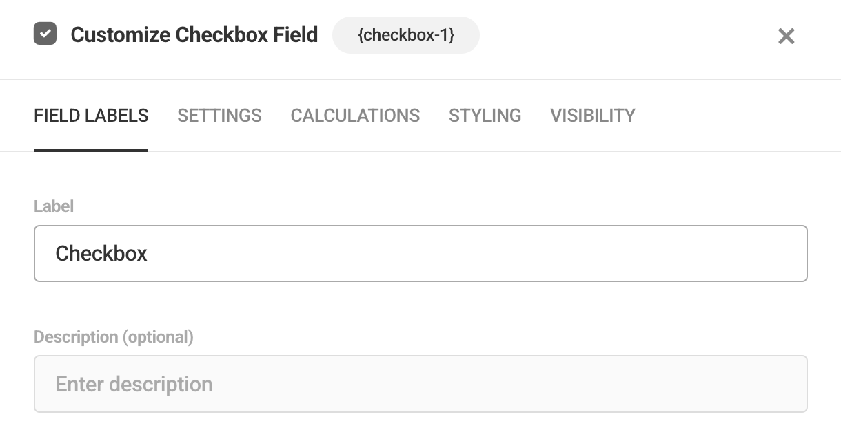 Checkbox field labels
