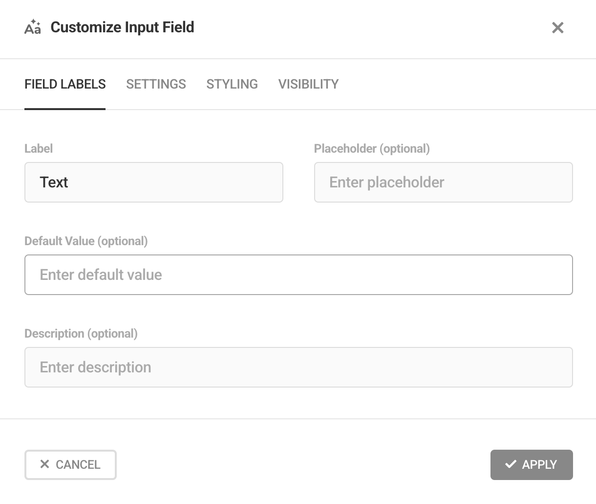 Edit Input field labels in Forminator