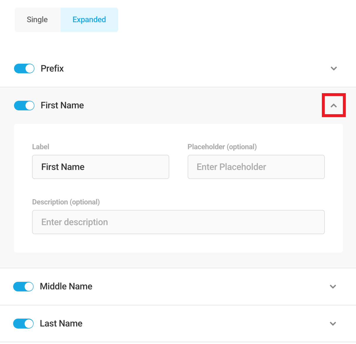 Using expanded name option for Forminator Name field