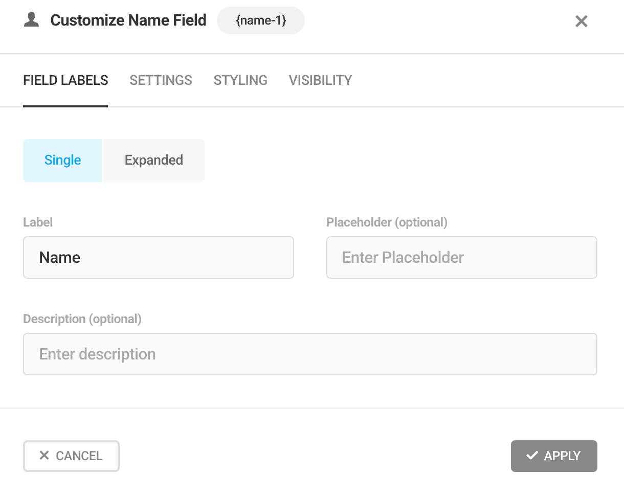 Using single name option for Forminator Name field
