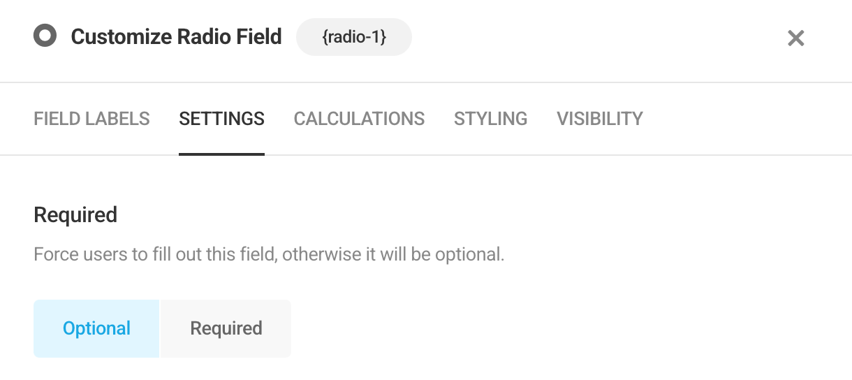 Radio button settings - required