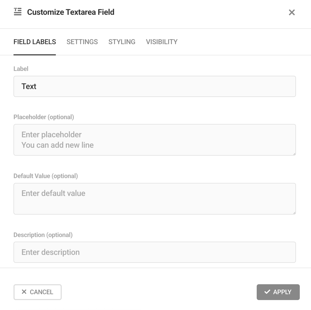 Edit Input field labels in Forminator