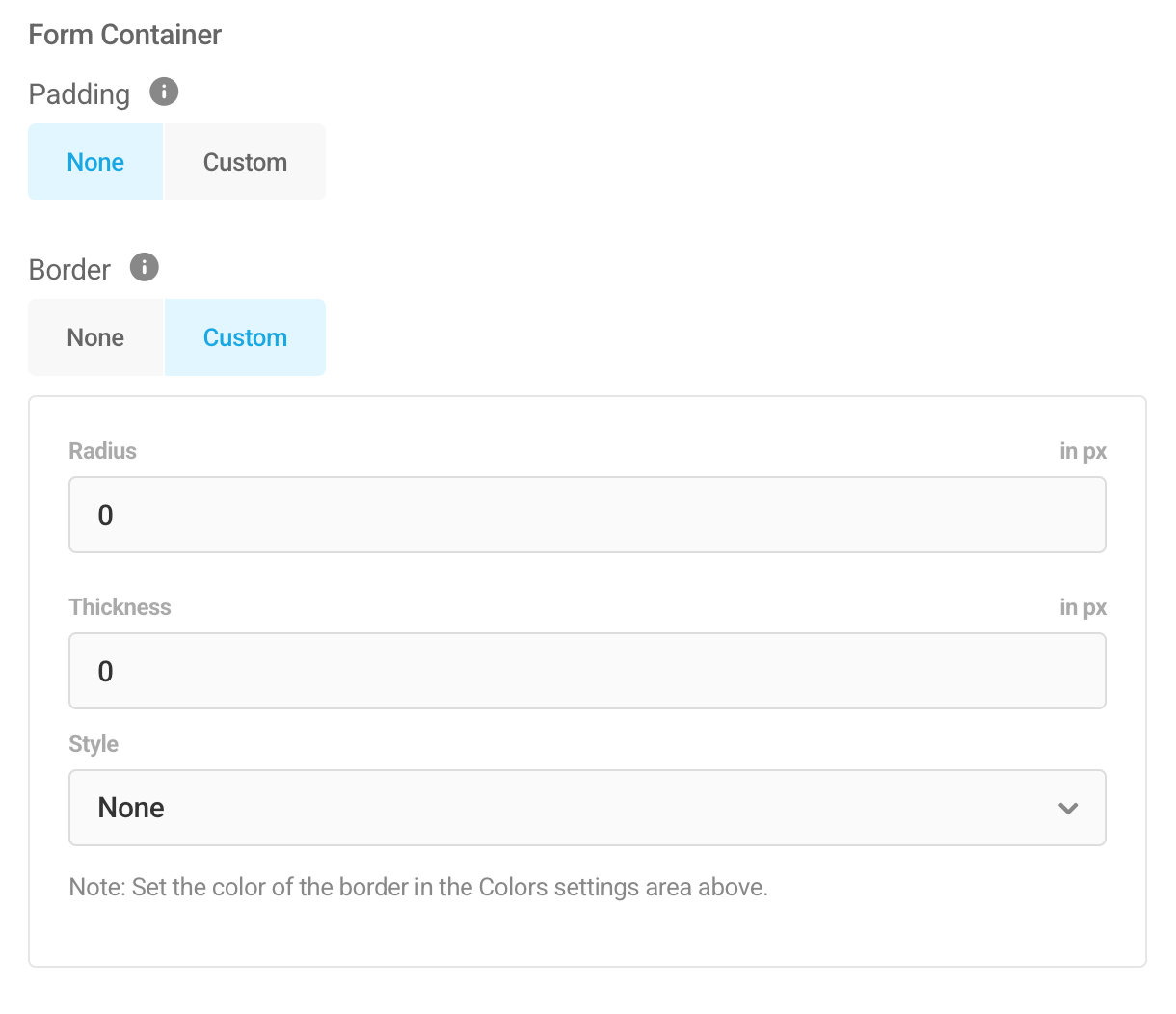 Form container options in Forminator