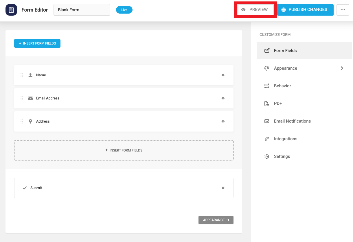 Preview a form in Forminator