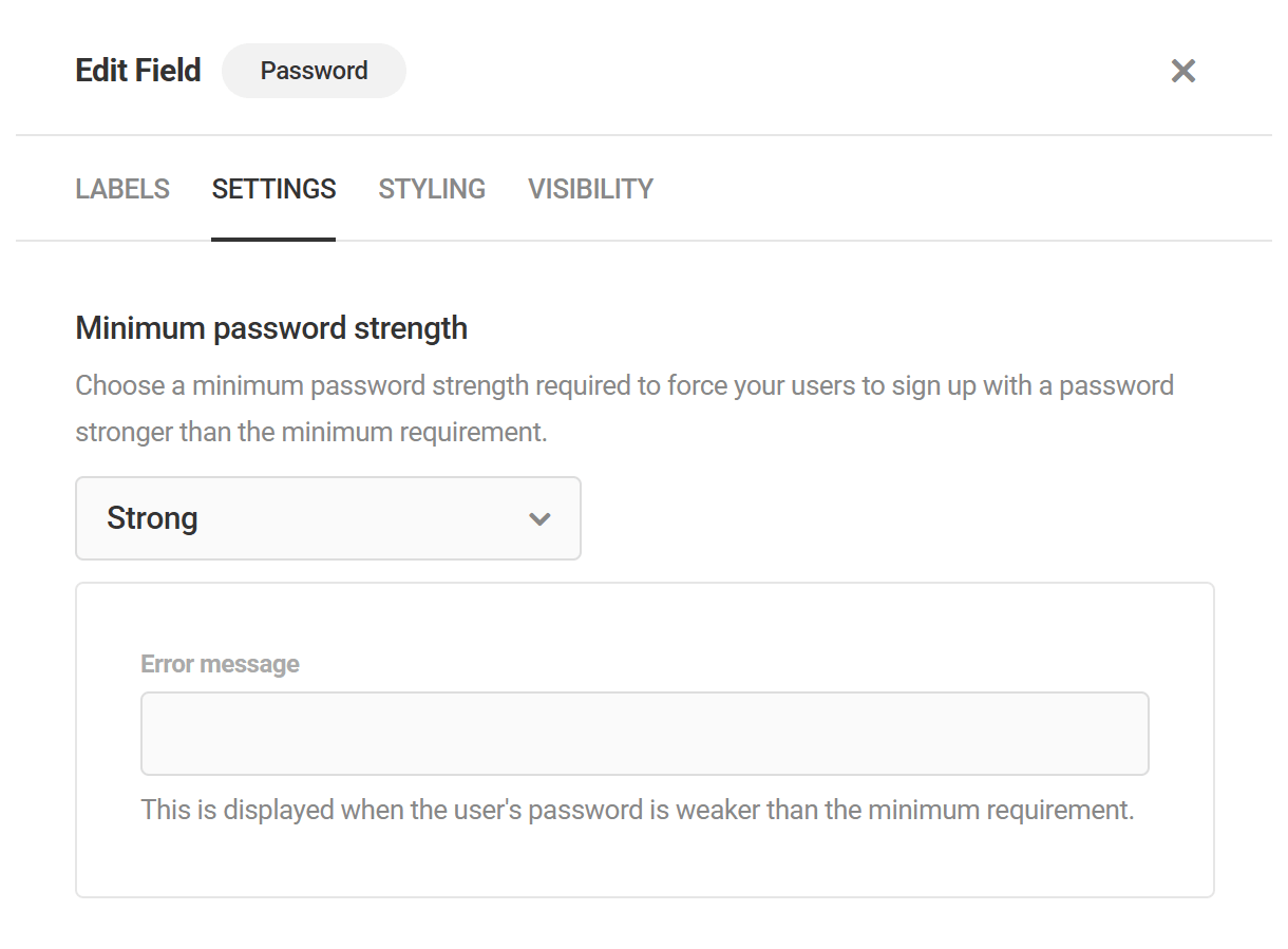 Set minimum password strength in Forminator registration form