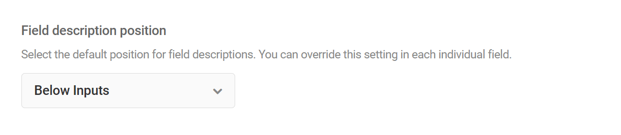 Set field description position in Forminator