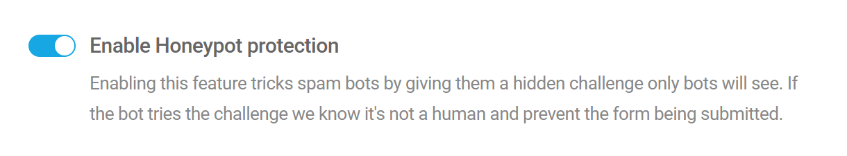 Enable honeypot option in Forminator form