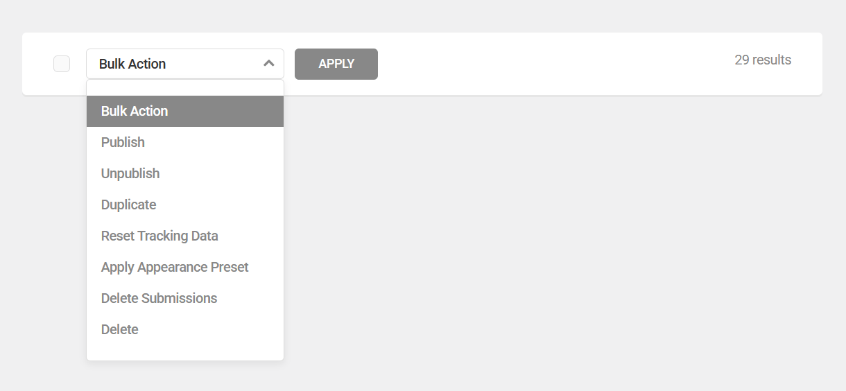 Apply bulk actions to Forminator forms