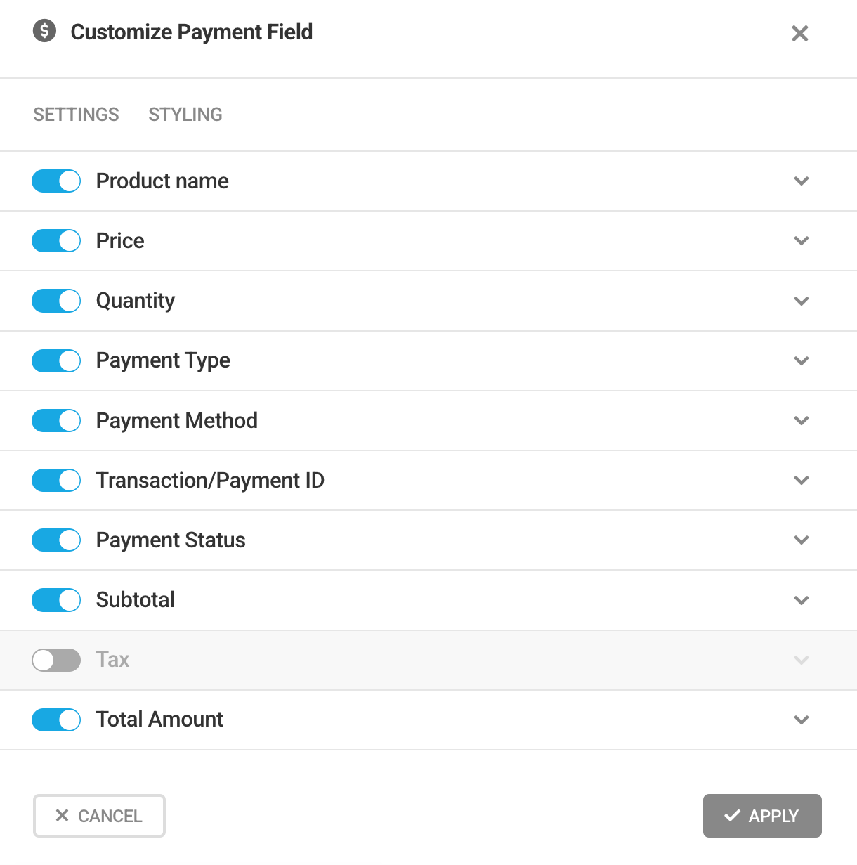 Add a payment field to a Forminator form PDF