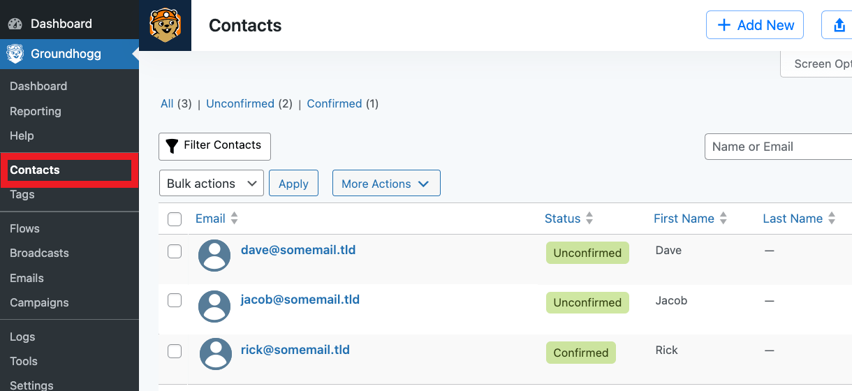 Contact info in Groundhogg